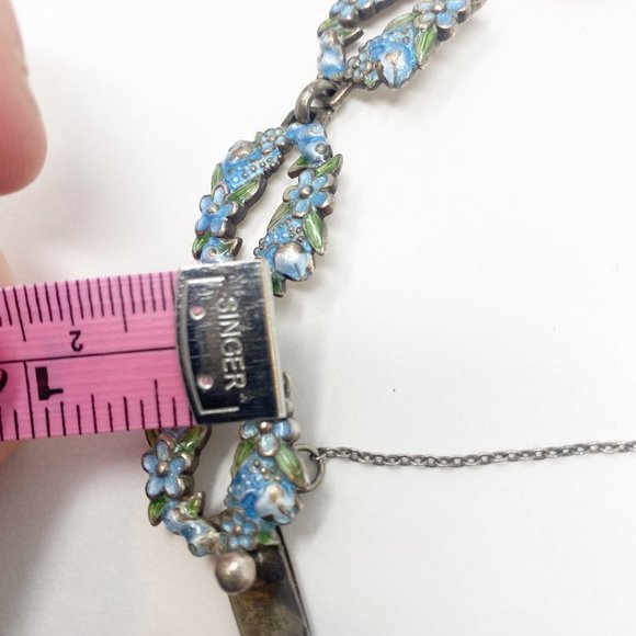 546 Vintage Margot de Taxco 5607 sterling and blue enamel bracelet - Picture 6 of 8